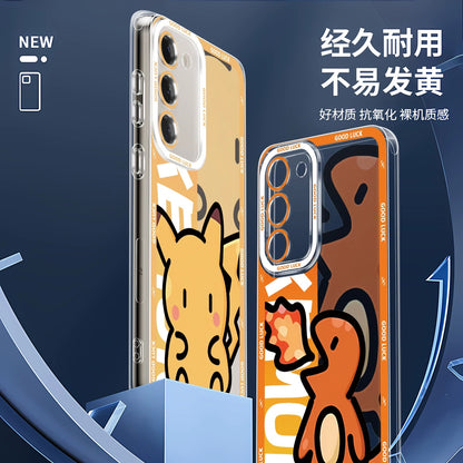 Japan Cartoon Pokemon Fatty Cute Drawing | Pikachu Gengar Squirtle Psyduck Bulbasaur Charmander Eevee Gible - Phone Case Samsung Galaxy S26 S25 S24 S23 S22 S21 FE Ultra