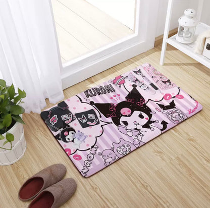 Japanese Cartoon Kuromi Soft Floor Mat | Sweet Daily - Kawaii Room Decoration items Cute Things