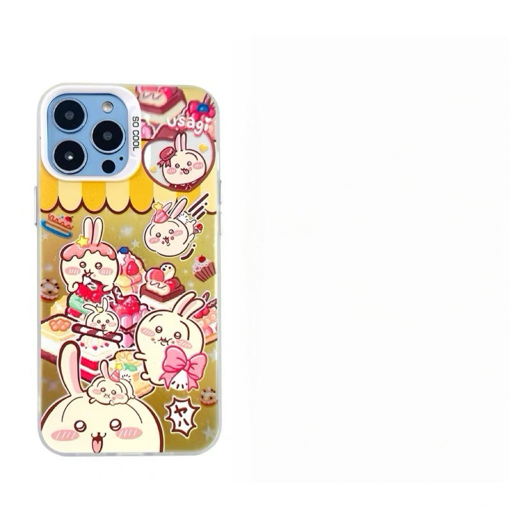 Japanese Cartoon ChiiKawa Happy Day with Sweets Laser Case | ChiiKawa Hachiware Usagi - iPhone Case 11 12 13 14 15 16 16e 17 17e Pro Promax