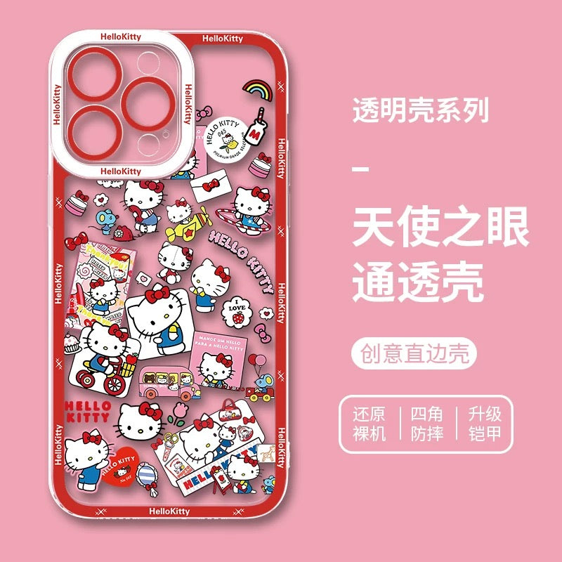Japanese Cartoon Hello Kitty | Vintage Kitty Red Version - iPhone Case PLUS SE2 XS XR X 11 12 13 14 15 16 16e 17 17e Pro Promax 12mini 13mini