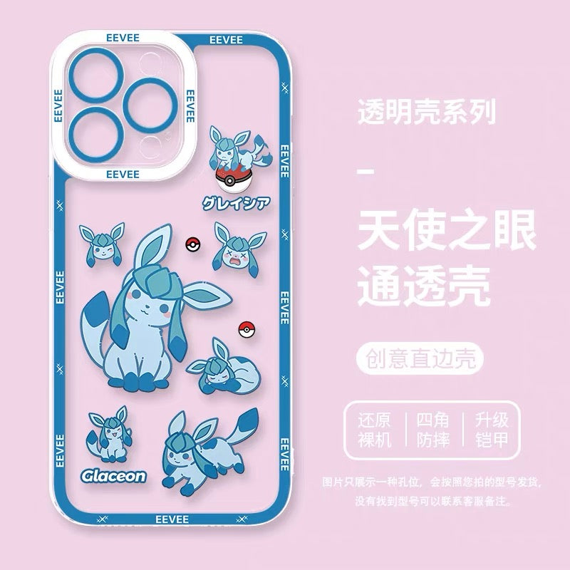 Japanese Cartoon Pokemon Case Eevee Evolution Cute Emo Version | Eevee Vaporeon Jolteon Flareon Espeon Umbreon Leafeon Glaceon Sylveon 9 Styles - iPhone Case PLUS SE2 XS XR X 11 12 13 14 15 16 16e 17 17e Pro Promax 12mini 13mini