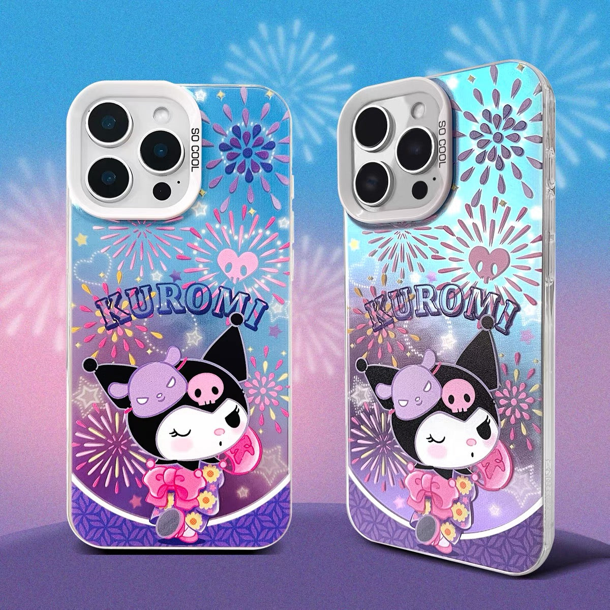 Japanese Cartoon Sanrio Summer Festival Laser Case | Hello Kitty My Melody Kuromi 3 Styles - iPhone Case 11 12 13 14 15 16 16e 17 17e Pro Promax