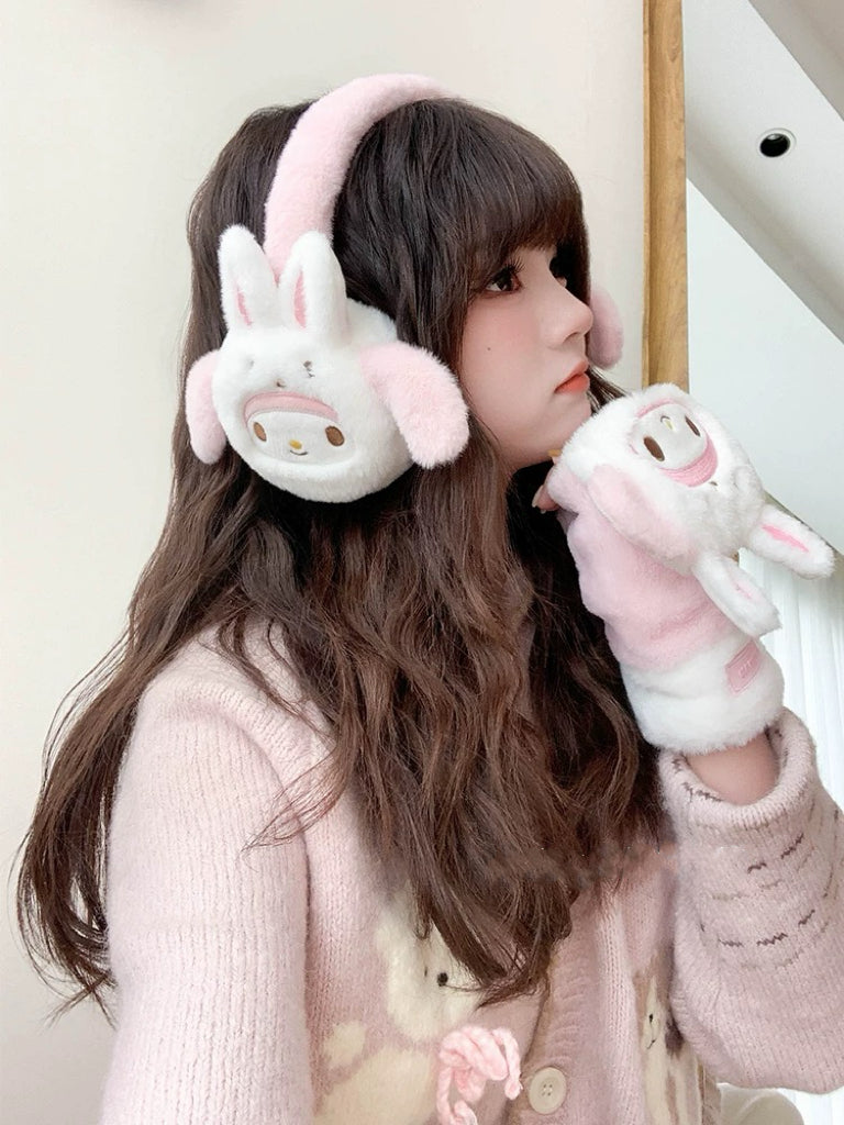 Sanrio Fluffy Earmuffs with Animals friends | My Melody Kuromi Cinnamoroll Pompompurin Pochacco - Headband and Hair Winter Accessory Outfits