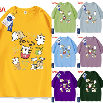 Cute Cartoon Doggie Maltese Puppy Style T-Shirt Series | Happy Puppy Tie Tie Part2 - Kawaii Fashion Items for Child & Adult 