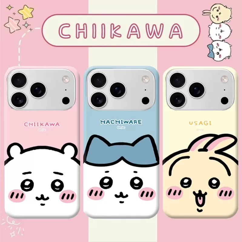 Japanese Cartoon Chiikawa | ChiiKawa Hachiware Usagi Happy Pastel Hard Case - iPhone Case 11 12 13 14 15 16 17 ProMax Pro Plus