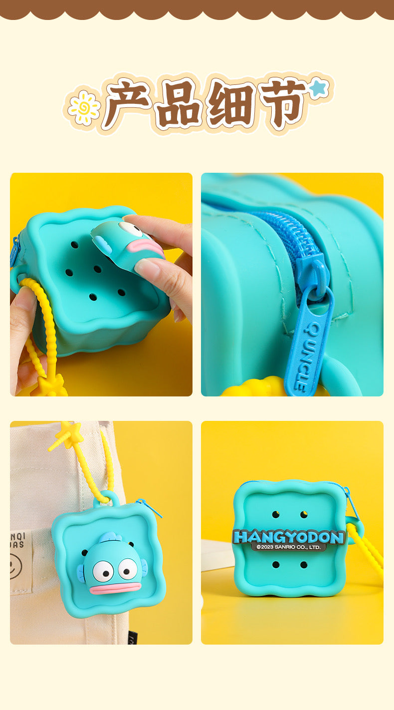 Japan Sanrio Silicon Mini DIY Square Purse Bag | Hello Kitty My Melody Kuromi Cinnamoroll Pochacco Hangyodon  - Coin Bag Can put in Airpods EarPhone