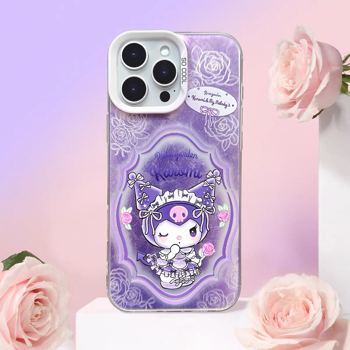 Japanese Cartoon Sanrio Rose Garden Laser Case | My Melody Kuromi 2 Styles - iPhone Case 11 12 13 14 15 16 16e 17 17e Pro Promax