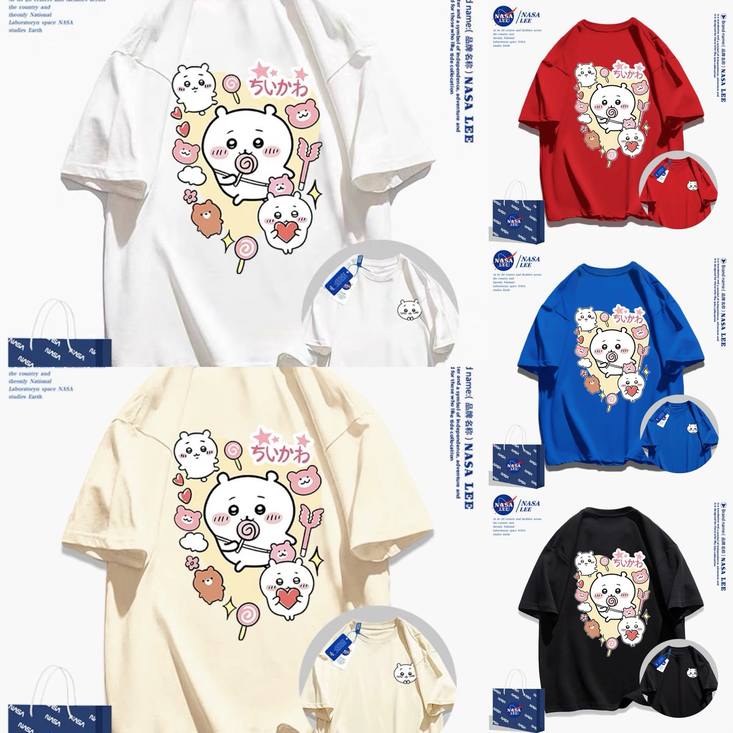 Japanese Cartoon ChiiKawa Casual Style T-Shirt Series | Chiikawa Attack Front & Back - Kawaii Fashion Items