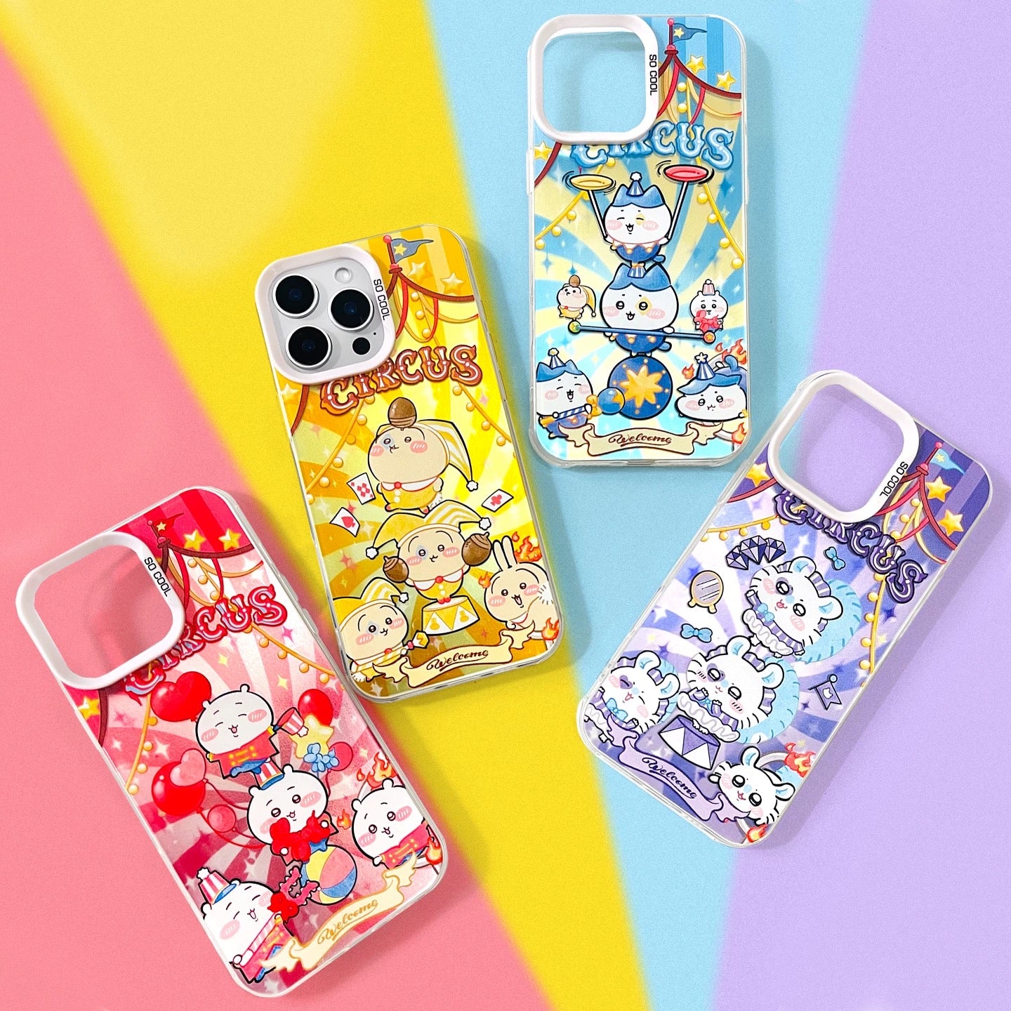 Japanese Cartoon ChiiKawa Circus Laser Case | ChiiKawa Hachiware Usagi Momonga - iPhone Case 11 12 13 14 15 16 16e 17 17e Pro Promax