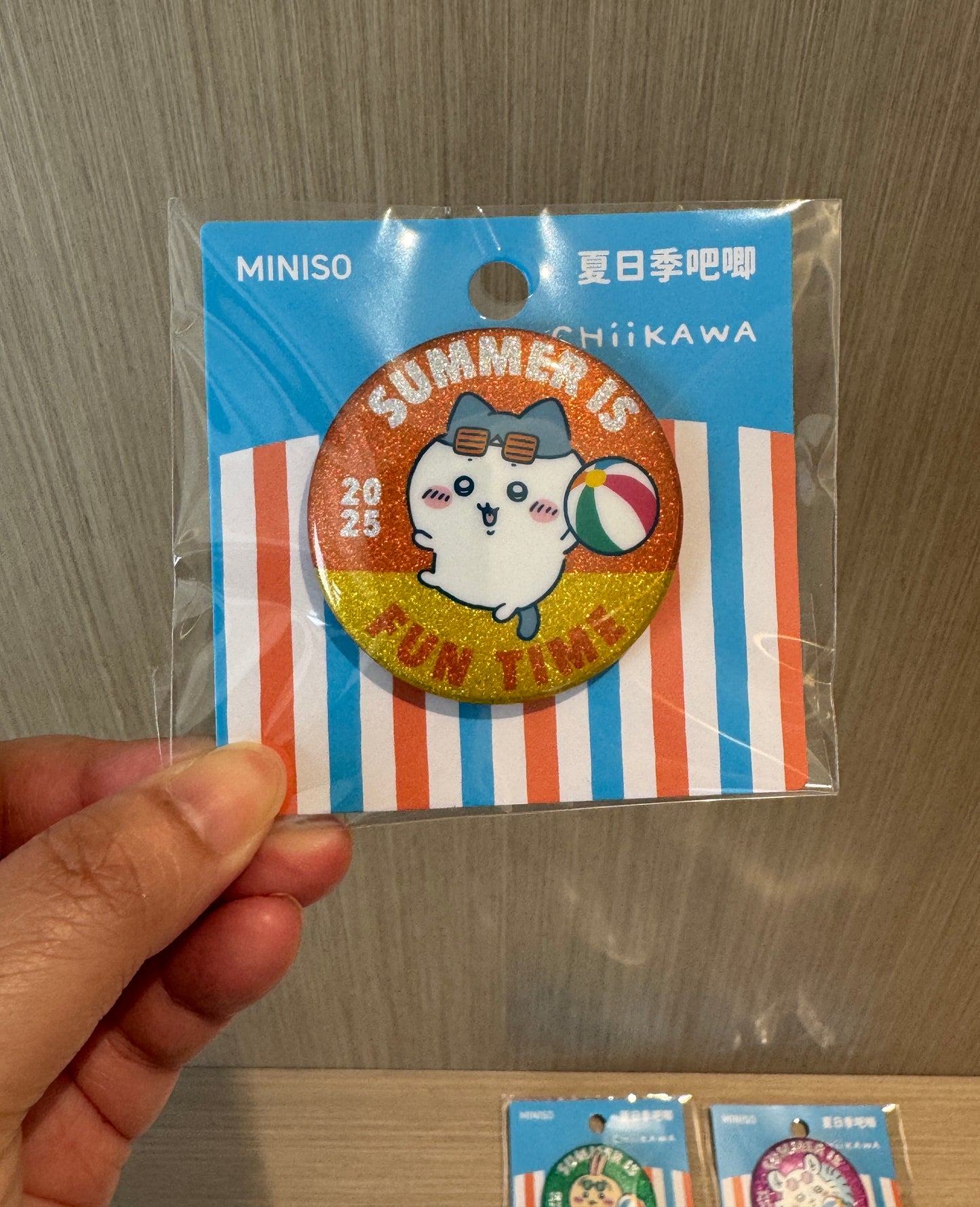 ChiiKawa X Miniso Hot Summer Series | ChiiKawa Hachiware Usagi Momonga Kurimanju Rakko Shisa Summer Time Badge - Kawaii Items Room Decoration