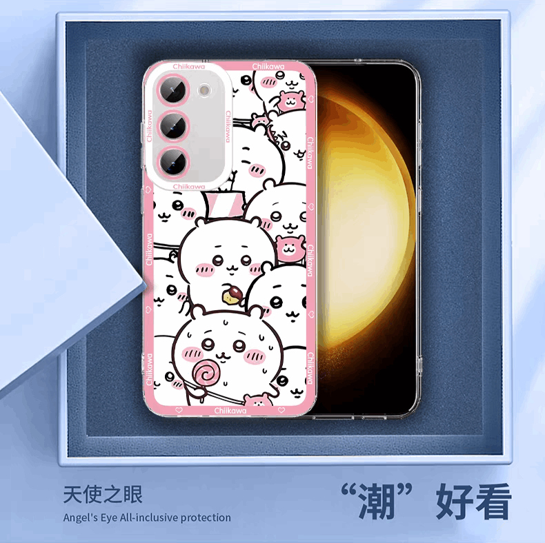 Japanese Cartoon Chiikawa Full Sceen | Hachiware - Phone Case Samsung Galaxy S25 S24 S23 S22 S21 FE Ultra Edge