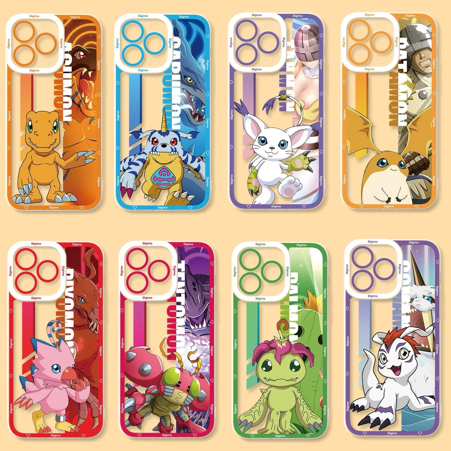 Anime Digimon Digital Monster Version 3 | Agumon Gabumon Tailmon Patamon Piyomon Tentomon Palmon Gomamon - iPhone Case 7 8 PLUS SE2 XS XR X 11 12 13 14 15 16 16e 17 17e Pro Promax 12mini 13mini