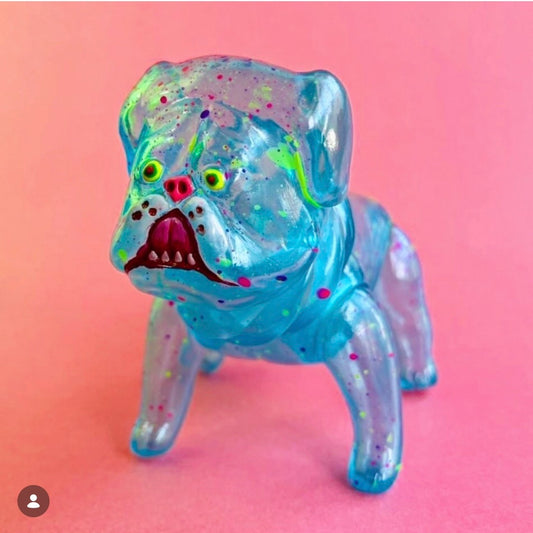 Japan Artist Dehara | Tosa Dog Inu Transparent Sky Blue Splashed Ink Version - 50pcs Limited Worldwide Sofubi Figure Soft Vinyl Rare