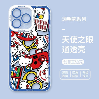Japanese Cartoon Hello Kitty | Vintage Kitty Blue Version - iPhone Case PLUS SE2 XS XR X 11 12 13 14 15 16 16e 17 17e Pro Promax 12mini 13mini