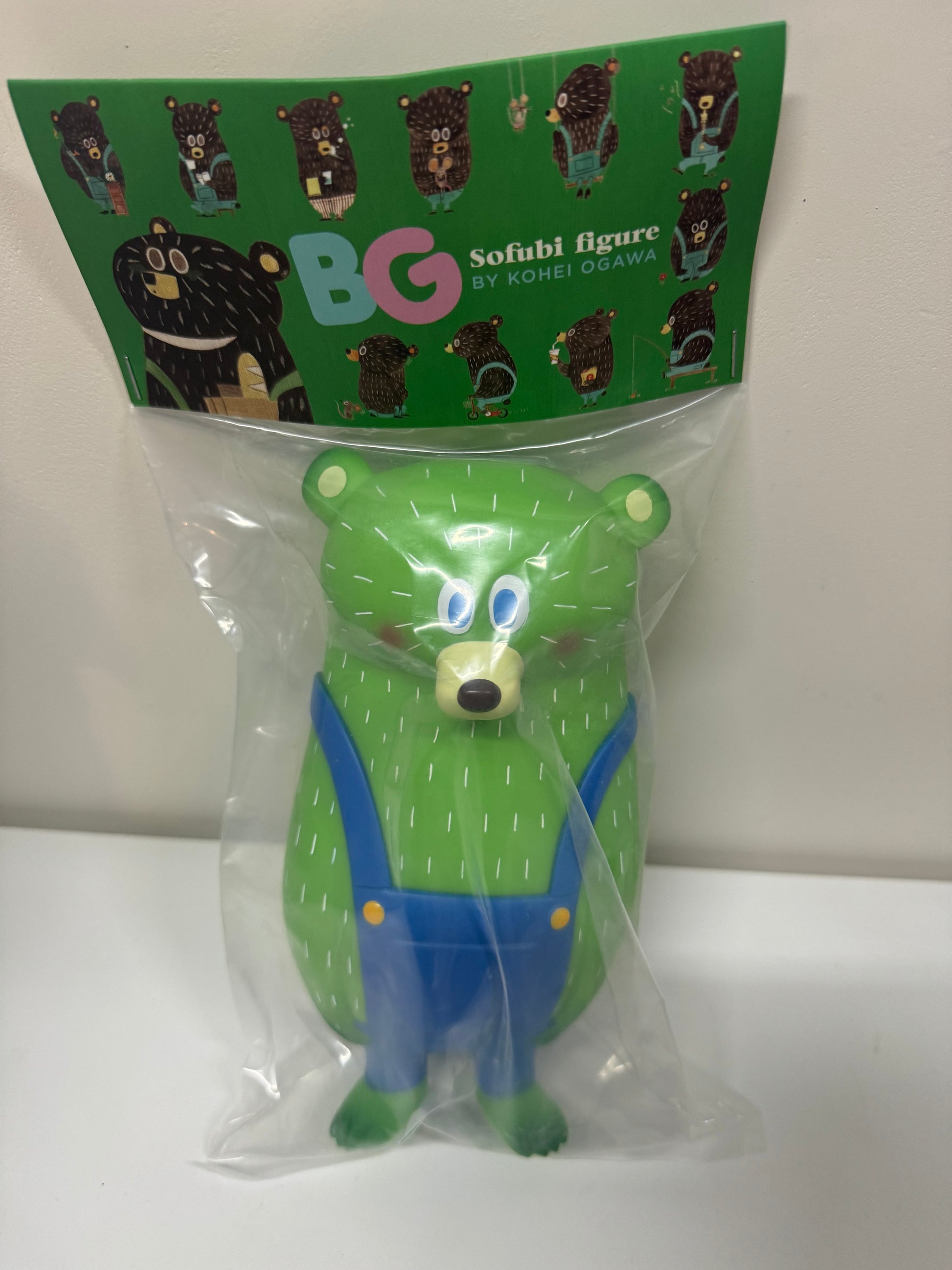 How2work Japan Artist BG Bear Bubble Green Sofubi figure Soft Vinyl Retried Rare