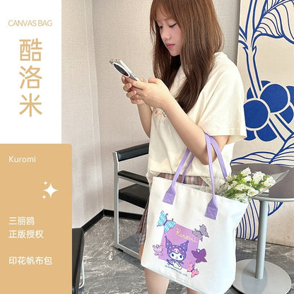 Japanese Cartoon Sanrio Big Canvas Tote Bag | Hello Kitty Kuromi Cinnamoroll Pompompurin Hangyodon -  Kawaii Daily