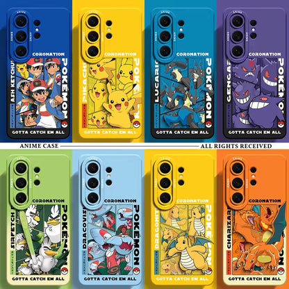 Japanese Cartoon Pokemon Silicone Case World Coronation | Ash Ketchum Pikachu Lucario Sirfetchd Dracovish Dragonite Charizard Gengar - Phone Case Samsung Galaxy S26 S25 S24 S23 FE Ultra Edge