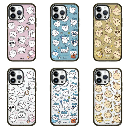 Japanese Cartoon ChiiKawa Clear with Transparent Black Frame Phone Case | Full Screen Fun Emo Colour & Clear ChiiKawa Hachiware Usagi - iPhone Case 12 13 14 15 16 17 Pro Promax