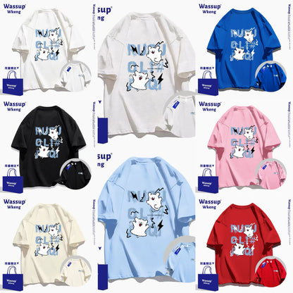 Cute Cartoon Doggie Maltese Puppy Style T-Shirt Series | Run & Jump Front & Back - Kawaii Fashion Items for Child & Adult