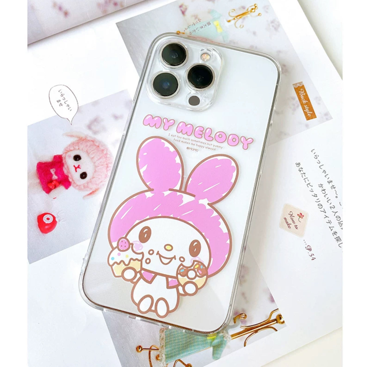 Japanese Cartoon My Melody |  Eating Foods - iPhone Case 12 13 14 15 Pro Promax