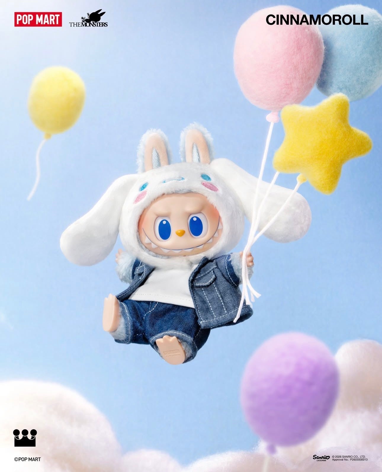 Popmart The Monster X Sanrio Characters Part 5 Series Limited Edition | Labubu Vinyl Face Plush Doll Figure Keychain - 15cm Kasing Lung Zimomo Labubu Toy Collection