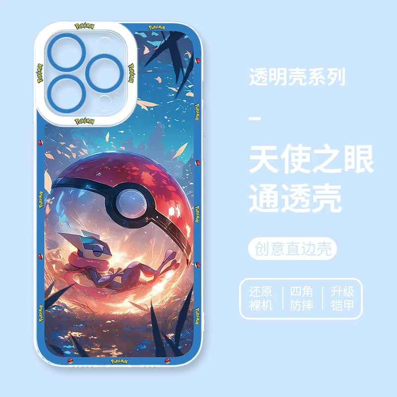 Japan Cartoon Pokemon Sweet Dream in Pokeball | Pikachu Gengar Greninja Squirtle Lucario Bulbasaur  - iPhone Case PLUS SE2 XS XR X 11 12 13 14 15 16 16e 17 17e Pro Promax 12mini 13mini