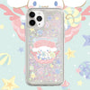 Japanese Cartoon Cinnamoroll in Shell - Silver Pink Heart Glitter QuickSand iPhone Case 6 7 8 PLUS SE2 XS XR X 11 12 13 14 15 16 Pro Promax 12mini 13mini