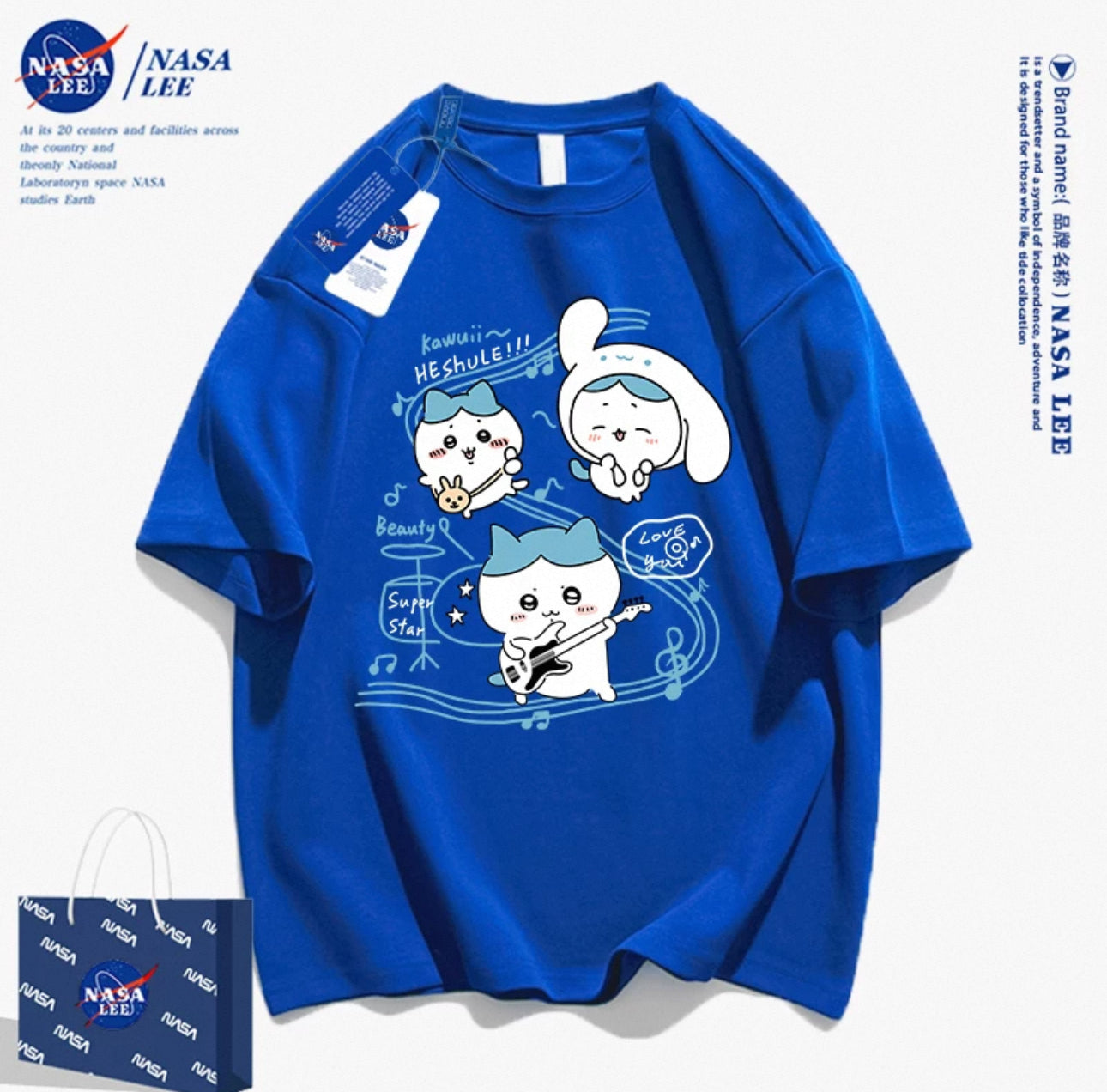 Japanese Cartoon ChiiKawa Casual Style T-Shirt Series | Hachiware Play Music Cinnamoroll Outing - Kawaii Fashion Items