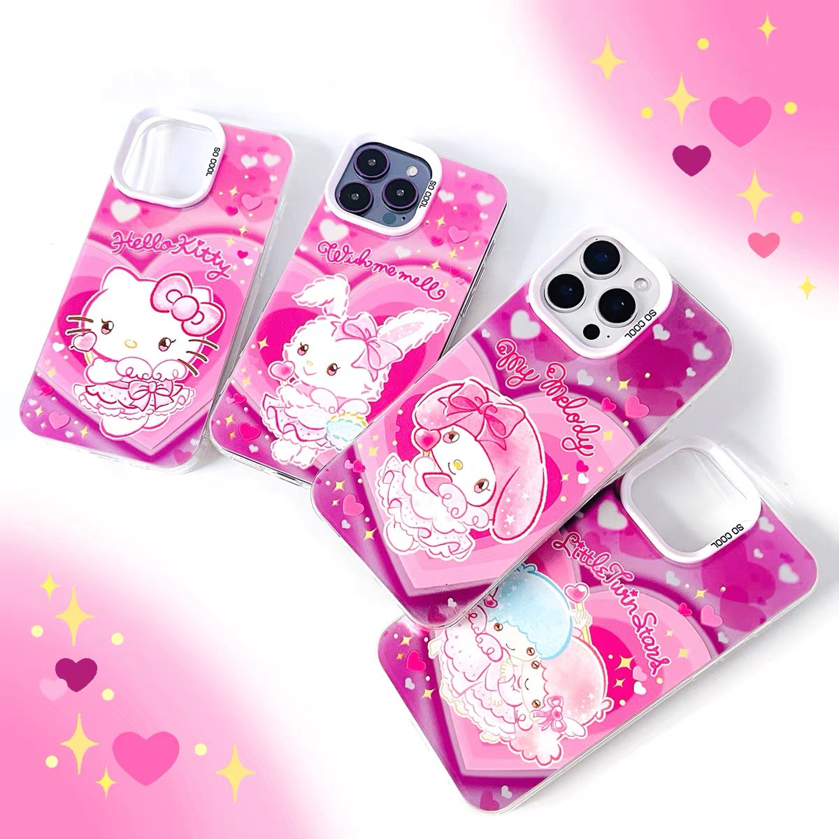 Japanese Cartoon Sanrio Romantic Valentine Angel Laser Case | Hello Kitty Little Twin Stars My Melody Kuromi Cinnamoroll Hangyodon Bad Badtz Maru Wish Me Mell 8 Styles - iPhone Case 11 12 13 14 15 16 16e 17 17e Pro Promax