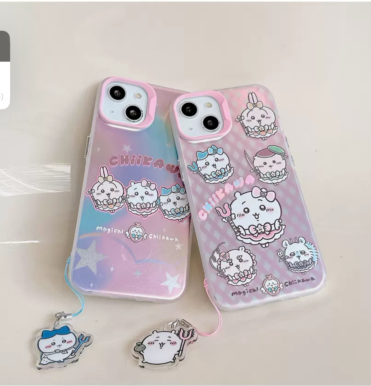 Japanese Cartoon iPhone Case with Strap | Laser ChiiKawa Magic Girls - iPhone CasePhone Case 7 8 PLUS SE2 XS XR X 11 12 13 14 15 Pro Promax 12mini 13mini
