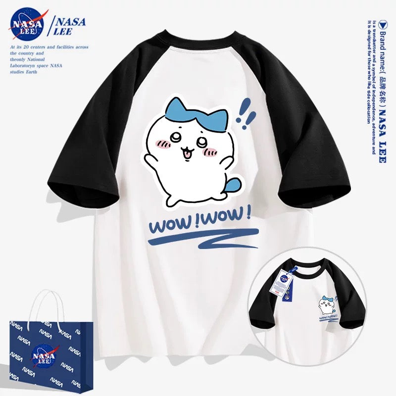 Japanese Cartoon ChiiKawa Casual Style T-Shirt Series | Hachiware Wow Front & Back 2 - Kawaii Fashion Items