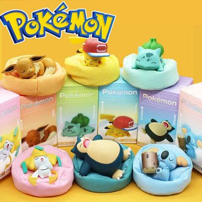 Japan Cartoon Pokemon Casual Time Series Part 1 | Sleeping Pikachu Eevee Bulbasaur Snorlax Jirachi Komala - Figure Kawaii Decoration