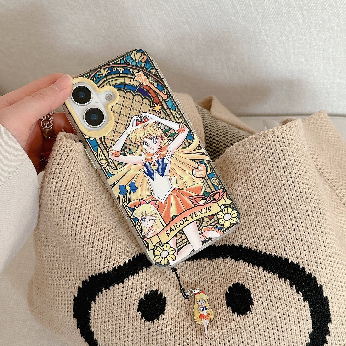 Japanese Cartoon Sailor Moon Phone Case with Strap Comic Version | Laser Glass Window Sailor Moon Mercury Mars Jupiter Venus - Phone Case Samsung Galaxy S26 S25 S24 S23 S22 S21 FE Ultra Edge