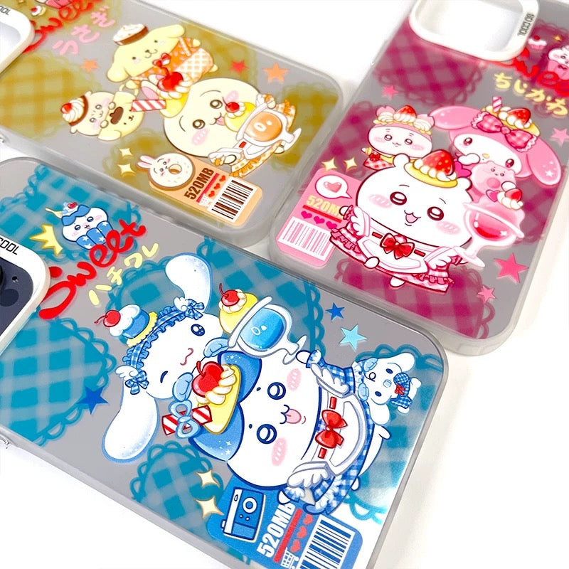 Japanese Cartoon ChiiKawa | Sweet with ChiiKawa My Melody Hachiware Cinnamoroll Usagi Pompompurin Laser - iPhone Case 11 12 13 14 15 16 Pro Promax