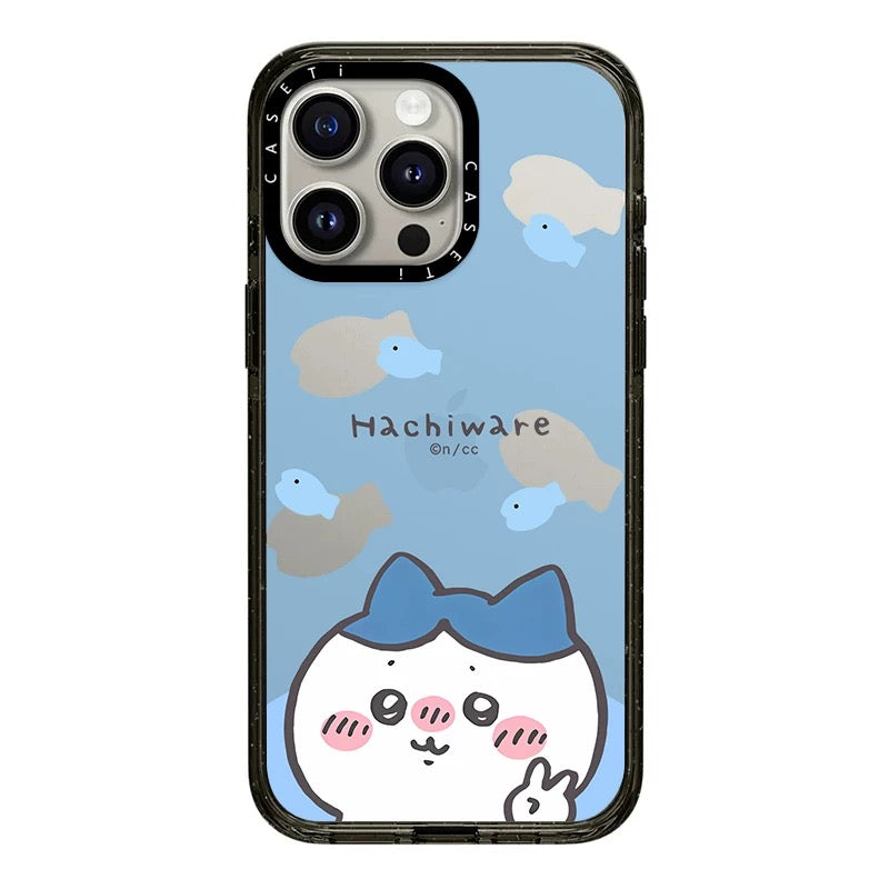 Japanese Cartoon ChiiKawa Transparent Black Frame & Mirror Phone Case | Yeah Selfie and Love Stawberry - iPhone Case 12 13 14 15 16 17 Pro Promax