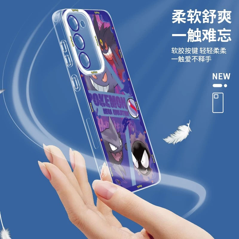 Japan Cartoon Pokemon Evolution Drawing Version | Pikachu Gengar Squartle - Phone Case Samsung Galaxy S26 S25 S24 S23 S22 S21 FE Ultra Edge
