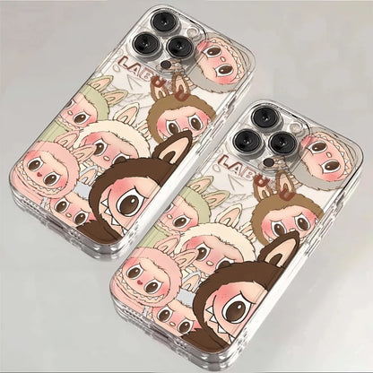 Cute Cartoon Labubu Zimomo | Many Labubu Screen - iPhone Case XR XS X 11 12 13 14 15 Pro Plus Promax