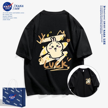 Japanese Cartoon ChiiKawa Casual Style T-Shirt Series | Usagi Luck Front & Back - Kawaii Fashion Items