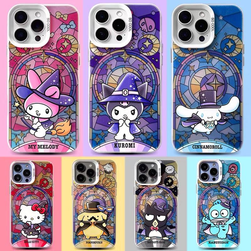 Japanese Cartoon Sanrio Magic Witch Laser Case | Hello Kitty My Melody Kuromi Cinnamoroll Pompompurin Hangydon Bad Badtz Maru 7 Styles - iPhone Case 11 12 13 14 15 16 16e 17 17e 18 Pro Promax