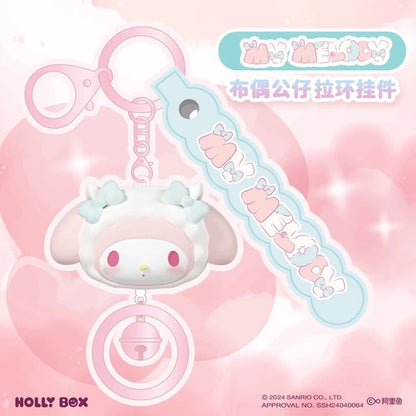 Sanrio Characters Plush Bear Series Keychain with Bell | Hello Kitty My Melody Kuromi Pompompurin Pochacco - Kawaii Item Cute Accessories