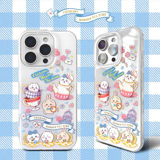 ちいかわ ふしぎな時間ティー | マットイエロー＆ホワイト ケース - iPhoneケース 11 12 13 14 15 16 16e 17 17e Pro Promax