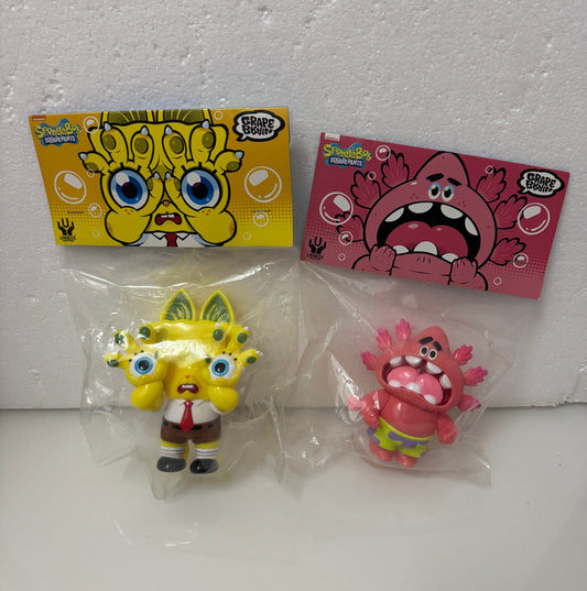 Japan Artist GRAPE BRAIN | Hell's Cat & Macaroni Sponge & Patrick Original Version - Sofubi Figure Soft Vinyl Rare