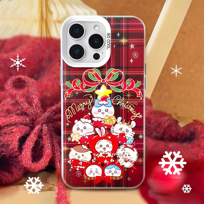 Japanese Cartoon ChiiKawa Xmas Laser Case | Christmas Tree Group - iPhone Case 11 12 13 14 15 16 16e 17 17e Pro Promax