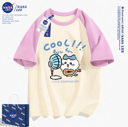 Japanese Cartoon ChiiKawa Casual Style T-Shirt Series | Hachiware with fans - Kawaii Fashion Items