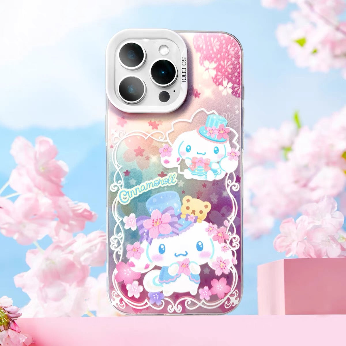Japanese Cartoon Sanrio Sakura Laser Case | Hello Kitty My Melody Kuromi Cinnamoroll 4 Styles - iPhone Case 11 12 13 14 15 16 16e 17 17e 18 Pro Promax