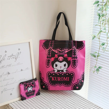 Japanese Cartoon Luggage Style Fold Up Tote Bag | Hello Kitty My Melody Kuromi Little Twin Stars Cinnamoroll Pompompurin - Kawaii Little Bag