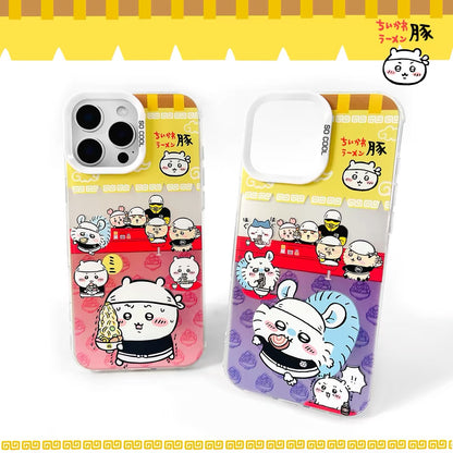 Japanese Cartoon ChiiKawa Pork Ramen Restaurant Laser Case | ChiiKawa Hachiware Usagi Momonga - iPhone Case 11 12 13 14 15 16 16e 17 17e Pro Promax