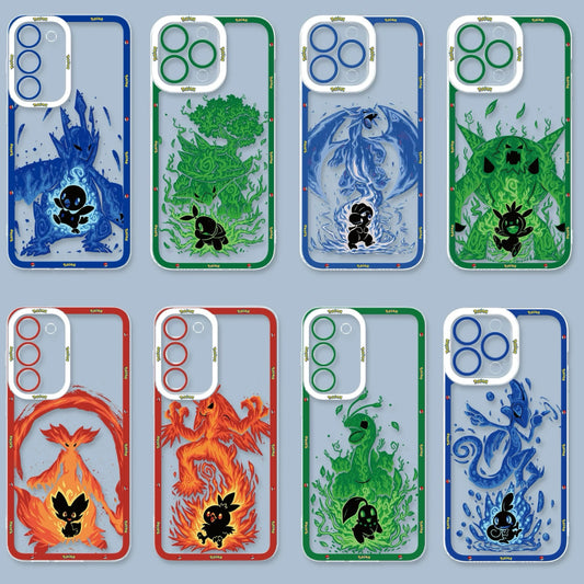Japan Cartoon Pokemon Evolution Soul Version | Piplup Empoleon Turtwig Torterra Bagon Salamence Chespin Chesnaught Fennekin Delphox Torchic Blaziken Chikorita Meganium Sobble Inteleon - Phone Case Samsung Galaxy S26 S25 S24 S23 S22 S21 FE Ultra Edge
