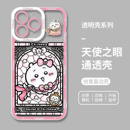 Japanese Cartoon Phone Case Magical Girl with Glass Window Clean Version | Chiikawa Hachiware Usagi Momonga Kurimanju Rakko Shisa Furuhonya - iPhone Case PLUS SE2 15 16 16e 17 17e Pro Promax 12mini 13mini