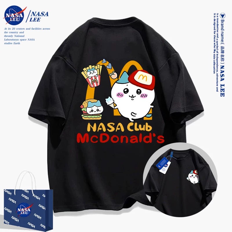 Japanese Cartoon ChiiKawa Casual Style T-Shirt Series | Hachiware FastFood Front & Back - Kawaii Fashion Items